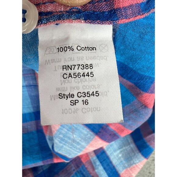 J. Crew Women’s 1/4 Button Down Plaid Top Shirt Red Blue Multicolor XL Cotton - Picture 9 of 10